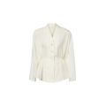 Chemise blouse manche longue soie froissée écru fronces taille