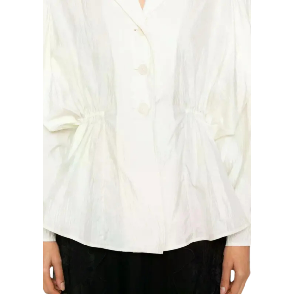Chemise blouse manche longue CHLOE soie froissée écru fronces taille