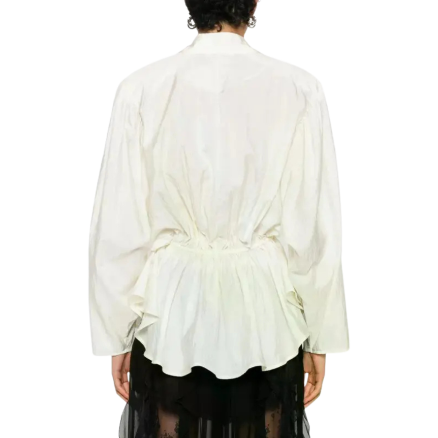 Chemise blouse manche longue CHLOE soie froissée écru fronces taille