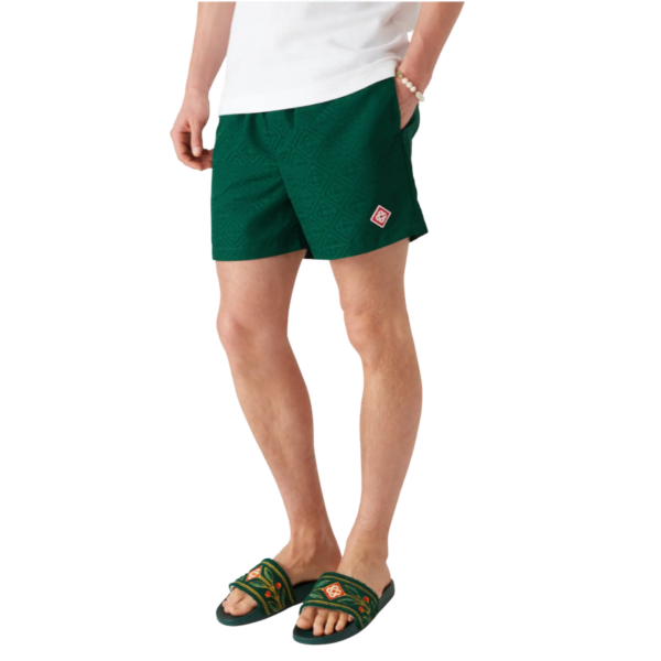 Short de bain CASABLANCA polyester jacquard à monogramme vert