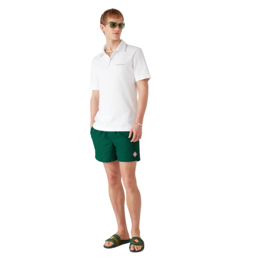 Short de bain CASABLANCA polyester jacquard à monogramme vert