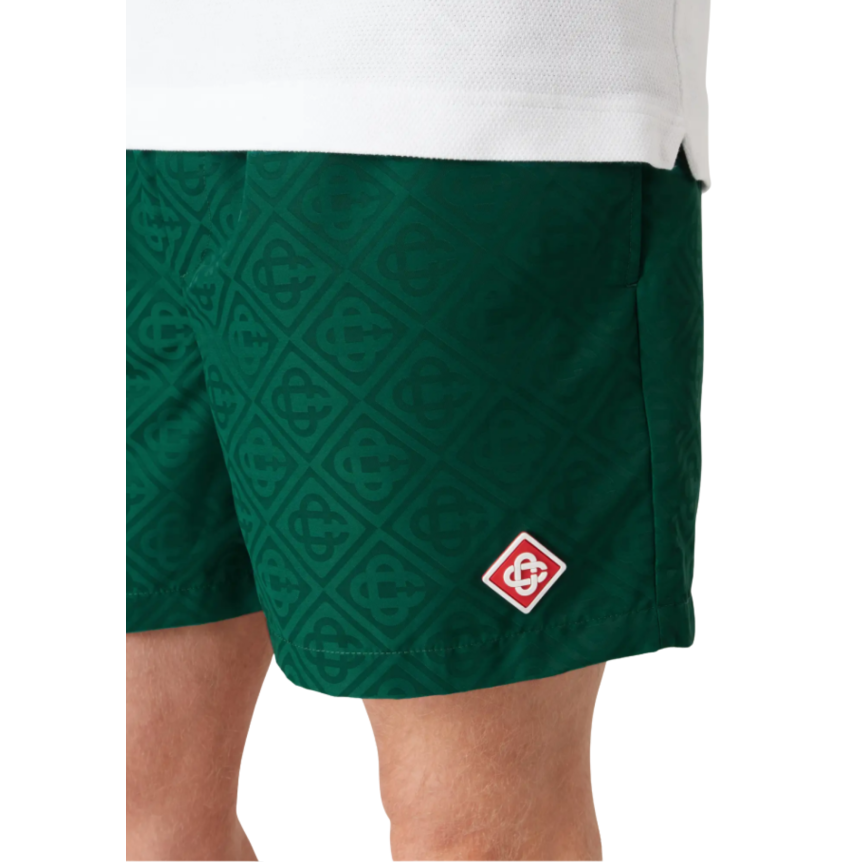 Short de bain CASABLANCA polyester jacquard à monogramme vert