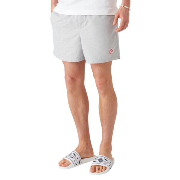 Short de bain CASABLANCA polyester jacquard à monogramme gris clair