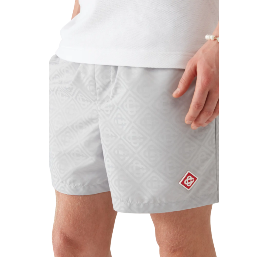 Short de bain CASABLANCA polyester jacquard à monogramme gris clair