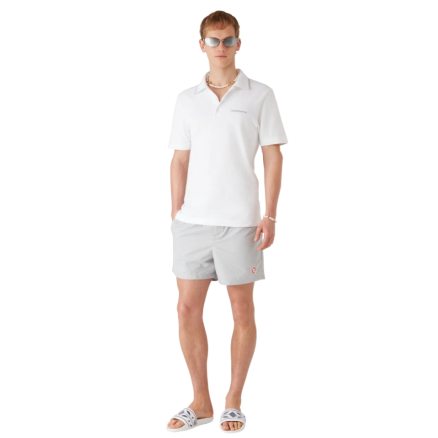 Short de bain CASABLANCA polyester jacquard à monogramme gris clair