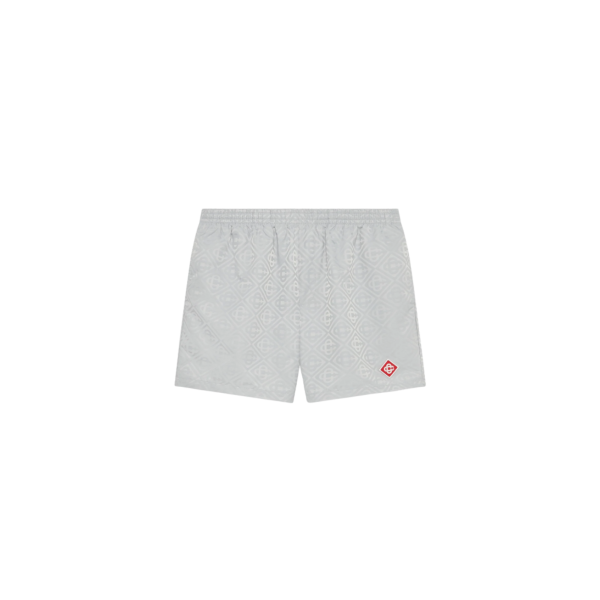 Short de bain CASABLANCA polyester jacquard à monogramme gris clair