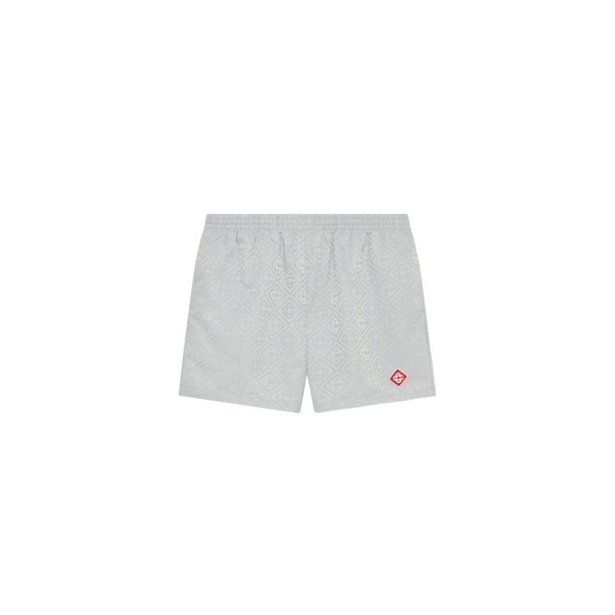 Short de bain CASABLANCA polyester jacquard à monogramme gris clair