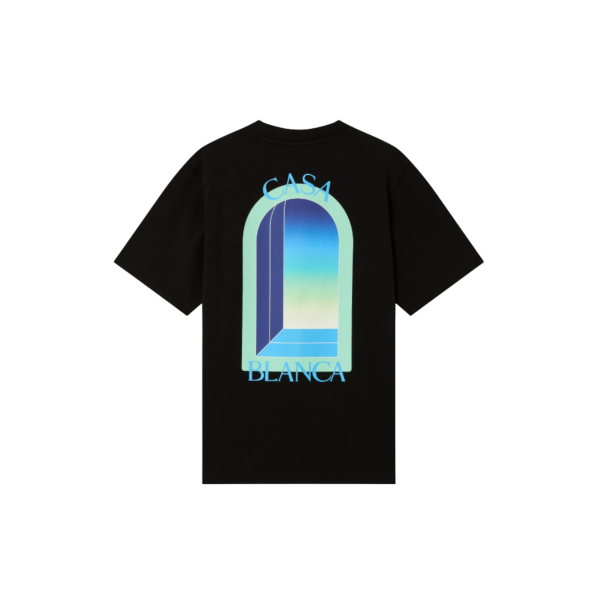 T‑shirt col rond CASABLANCA manche courte coton noir l'Arche vert menthe