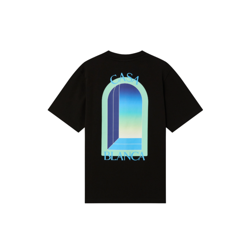 T‑shirt col rond CASABLANCA manche courte coton noir l'Arche vert menthe