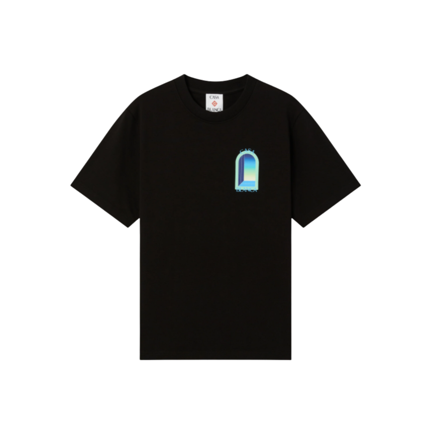 T‑shirt col rond CASABLANCA manche courte coton noir l'Arche vert menthe