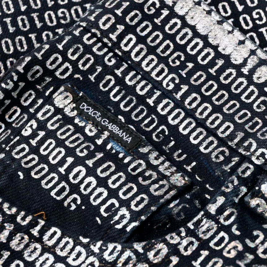 Pantalon jeans denim bleu marine DG10 argent allover