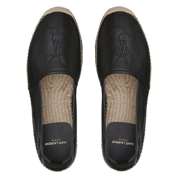 saint-laurent-espadrille-monogram-cuir-lisse-noir