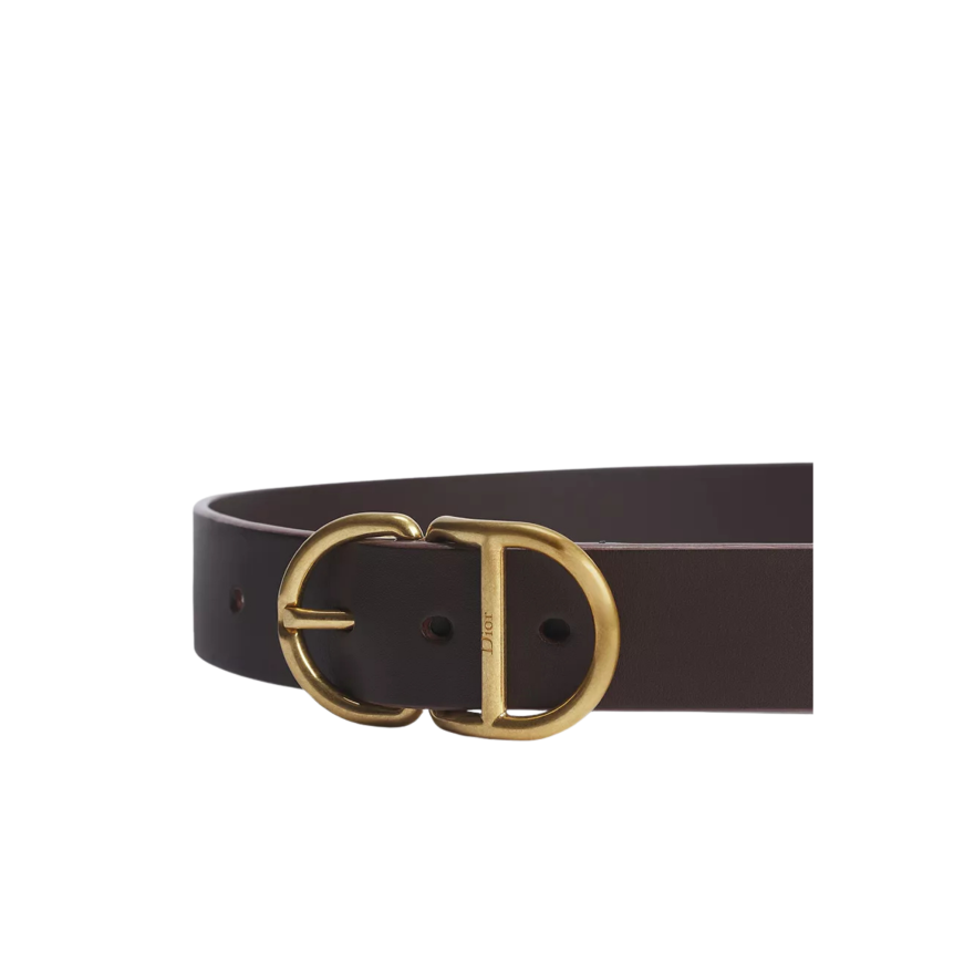 DIOR Ceinture CD  Cuir de taurillon marron boucle doré