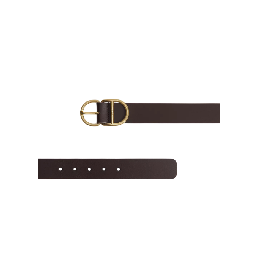 DIOR Ceinture CD  Cuir de taurillon marron boucle doré