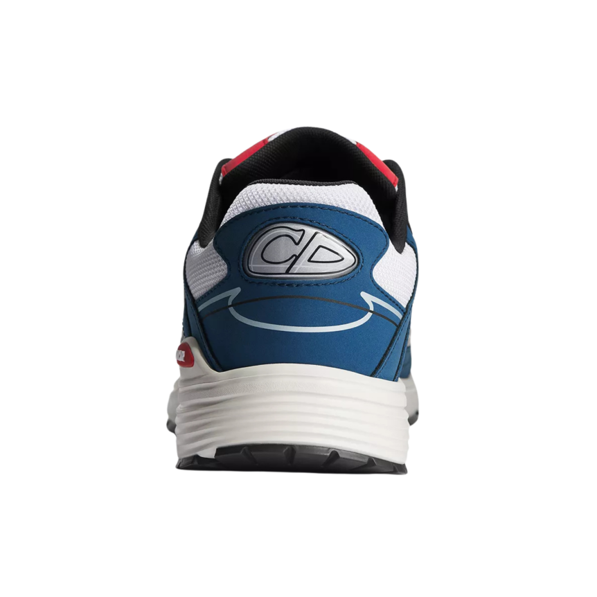 Sneaker DIOR B30 Countdown Maille technique blanche et tissu technique bleu foncé et rouge