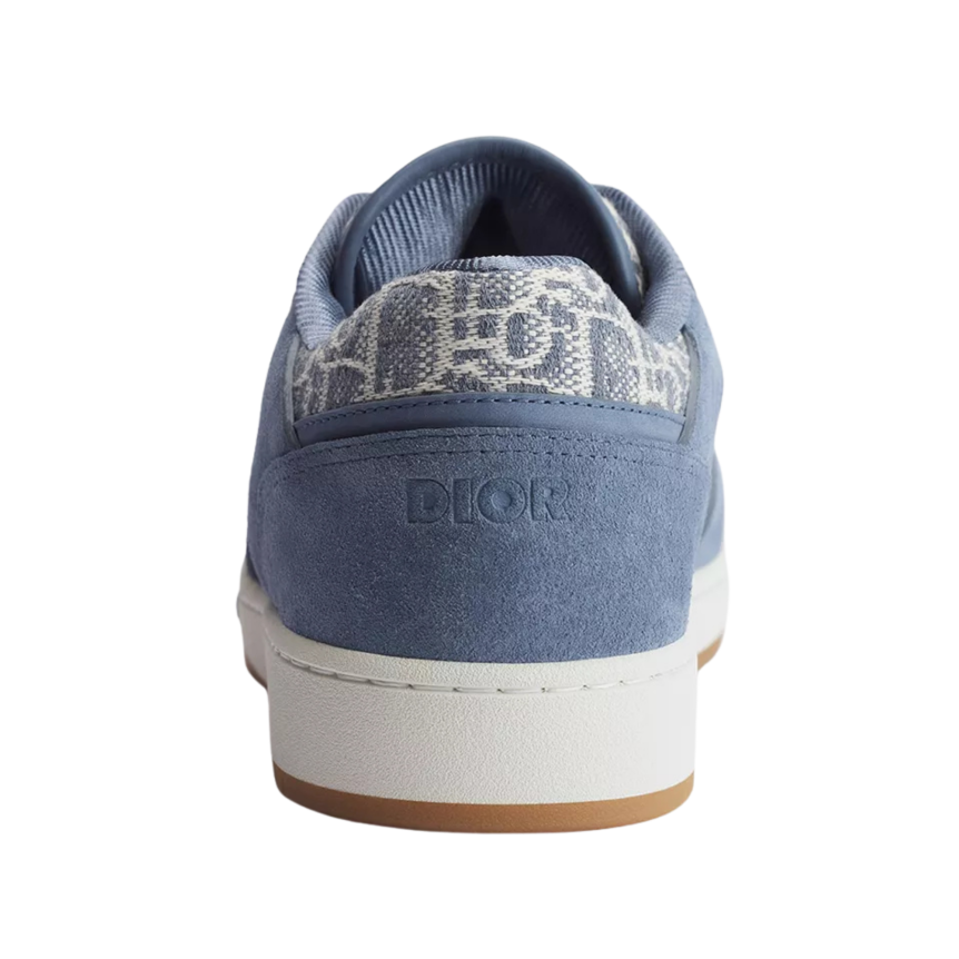 Basket Sneaker B27 Uptown basse Veau velours et toile jacquard Dior Oblique bleu clair