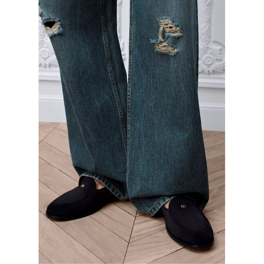 Mocassin Dior Antibes Veau velours bleu foncé