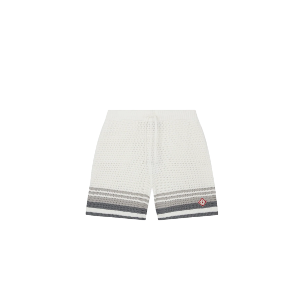 Short de tennis CASABLANCA coton crochet blanc rayures grises
