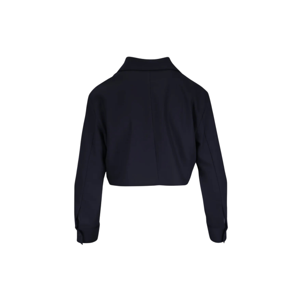 Chemise courte KHAITE Jasen flanelle laine cachemire bleu marine