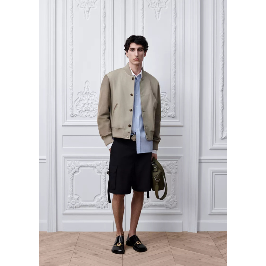 Short cargo DIOR Gabardine de soie mélangée noir sangle boucle CD