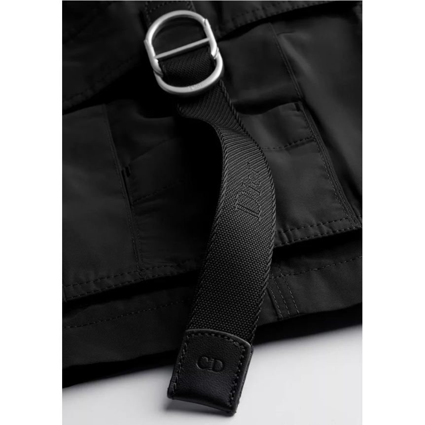 Short cargo DIOR Gabardine de soie mélangée noir sangle boucle CD