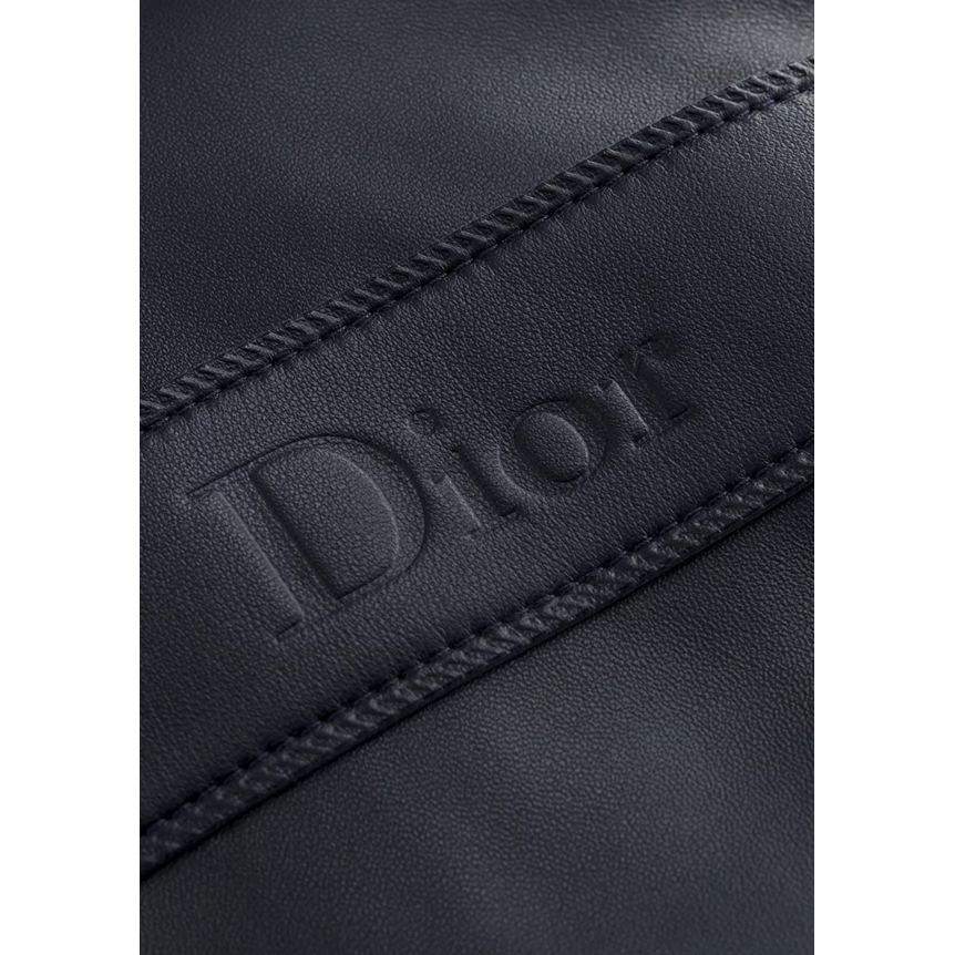 Blouson zippé DIOR Cuir d'agneau bleu marine