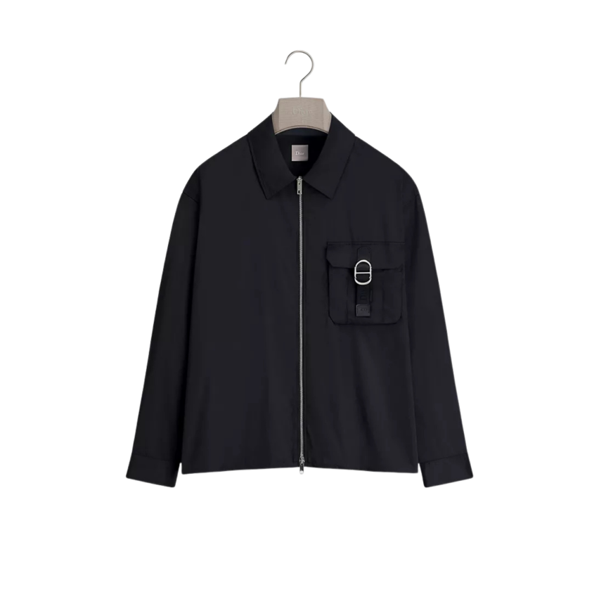 Surchemise zippée DIOR à boucle CD Toile de soie mélangée noire