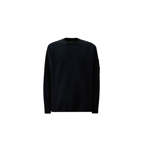 Sweat-shirt CP COMPANY col rond coton chenille bleu marine