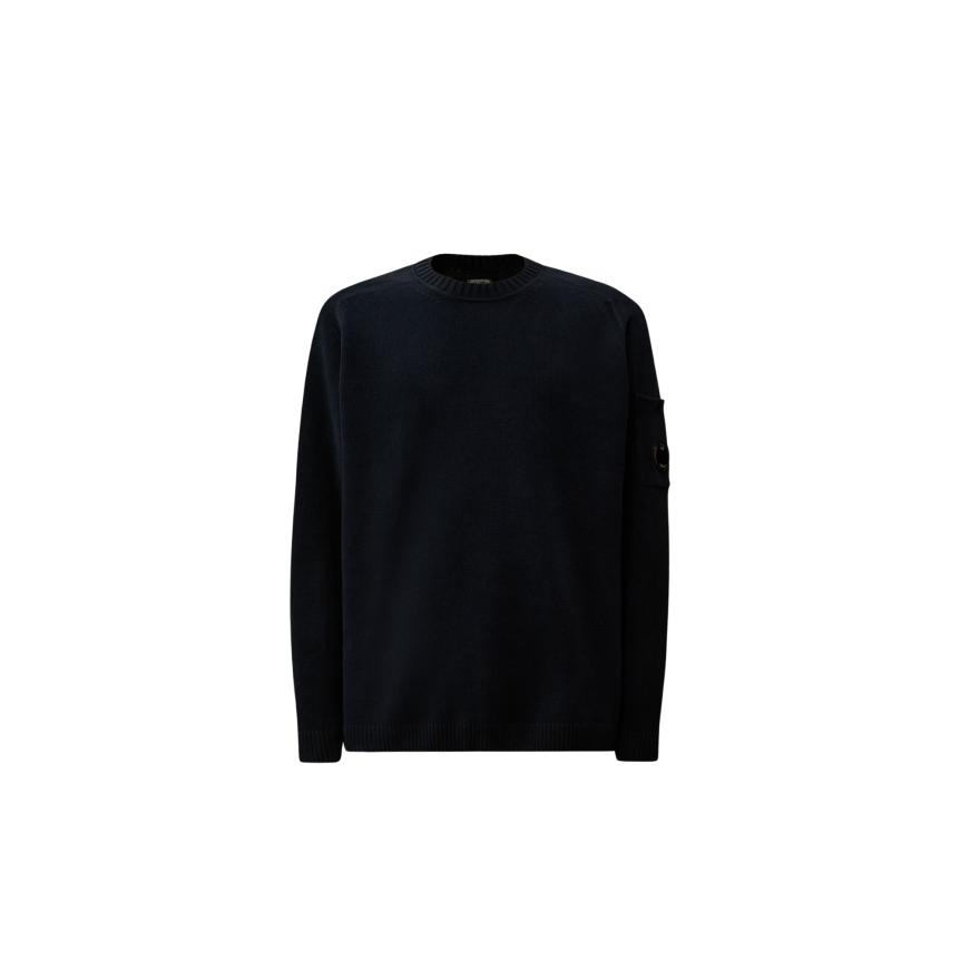 Sweat-shirt CP COMPANY col rond coton chenille bleu marine