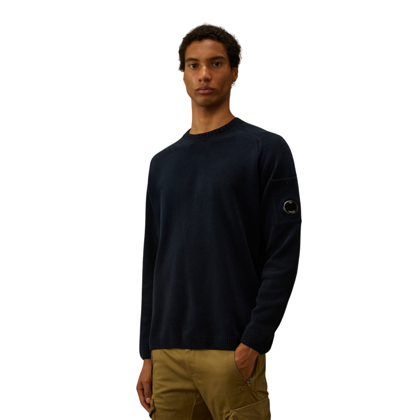 Sweat-shirt CP COMPANY col rond coton chenille bleu marine