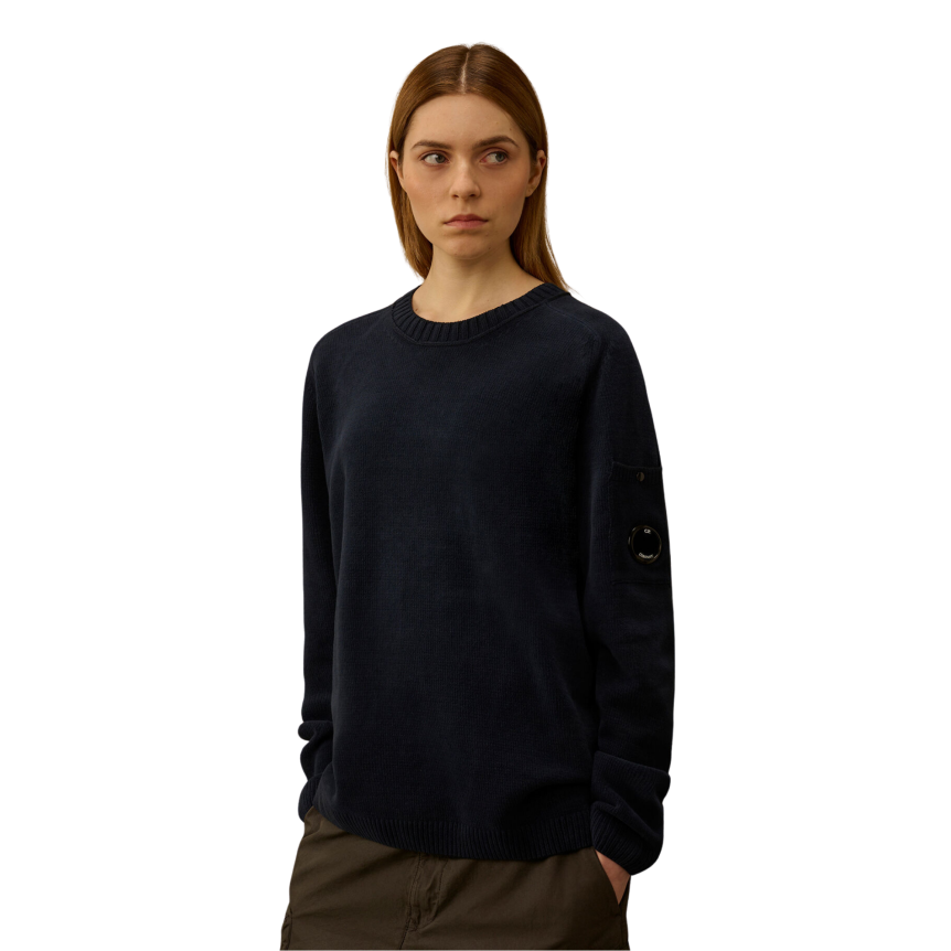 Sweat-shirt CP COMPANY col rond coton chenille bleu marine