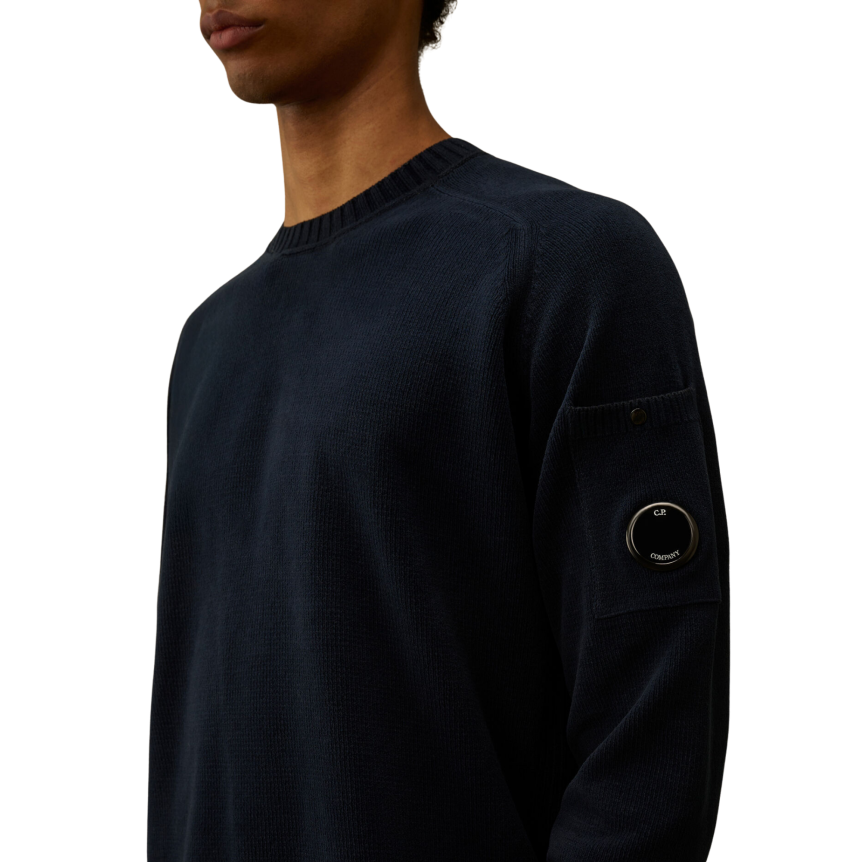 Sweat-shirt CP COMPANY col rond coton chenille bleu marine