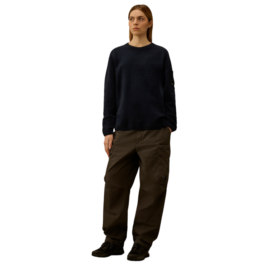 Sweat-shirt CP COMPANY col rond coton chenille bleu marine