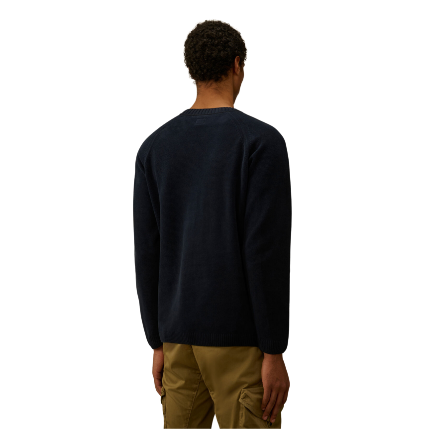 Sweat-shirt CP COMPANY col rond coton chenille bleu marine