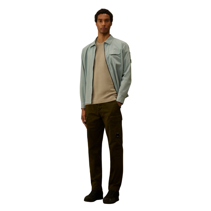 Sweat-shirt col rond CP COMPANY coton chenille gris beige