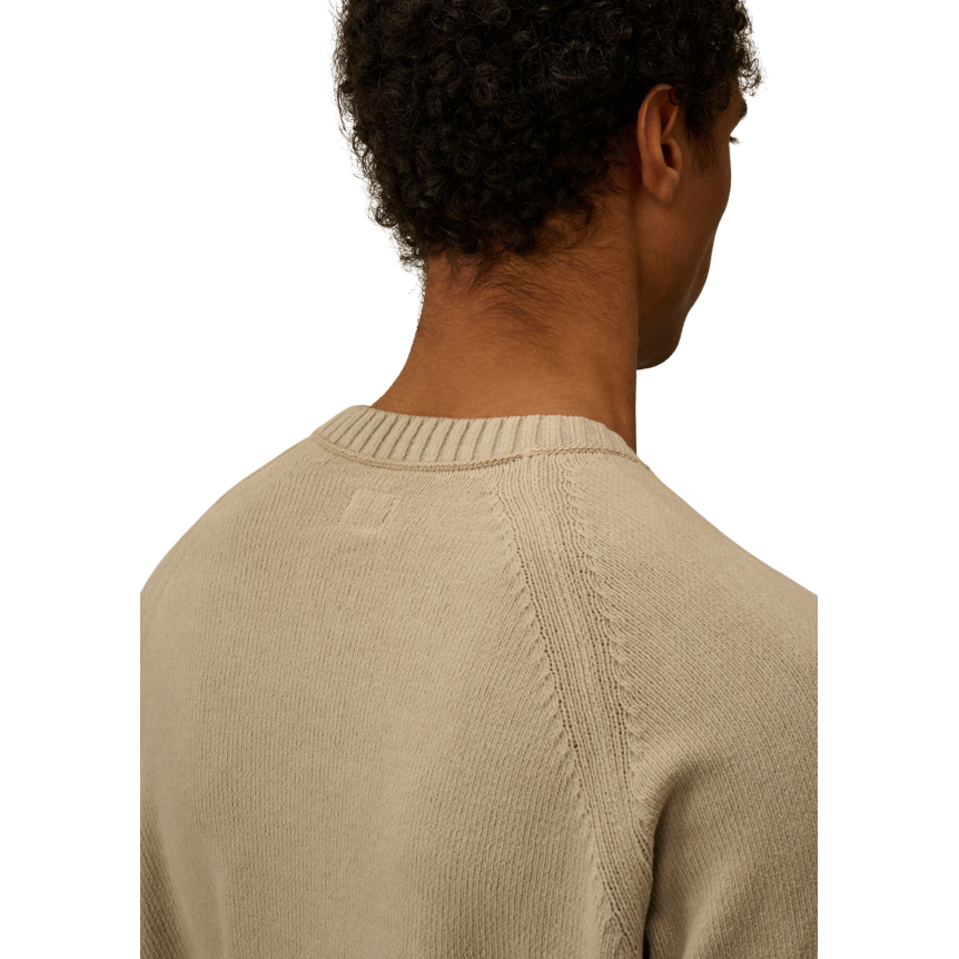 Sweat-shirt col rond CP COMPANY coton chenille gris beige