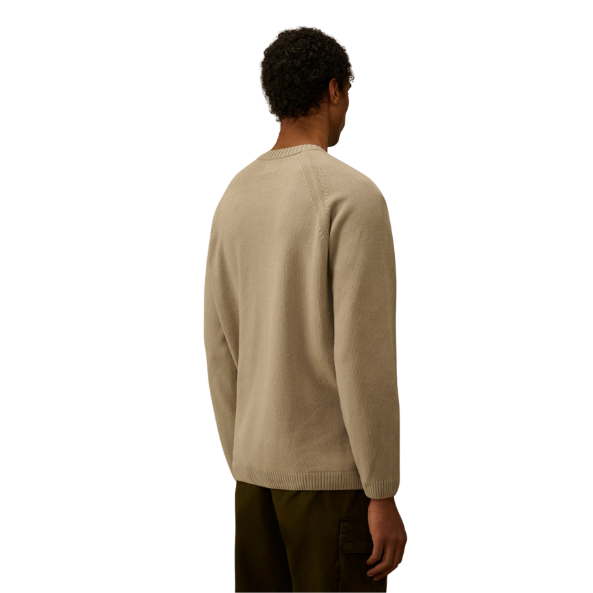 Sweat-shirt col rond CP COMPANY coton chenille gris beige