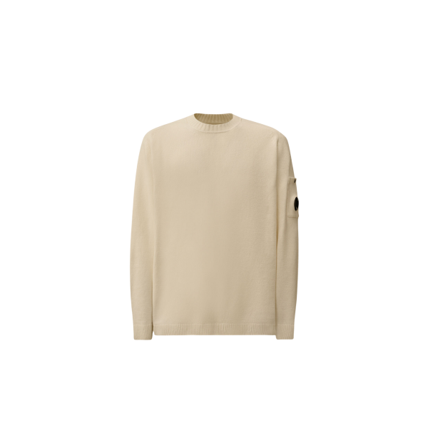 Sweat-shirt col rond CP COMPANY coton chenille blanc