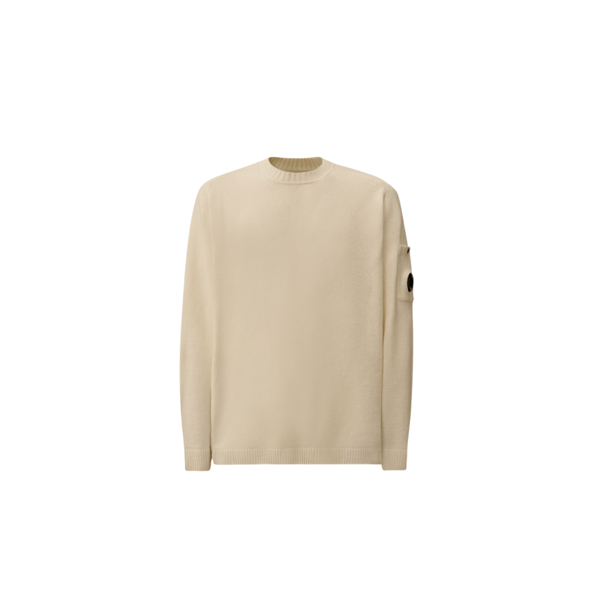 Sweat-shirt col rond CP COMPANY coton chenille blanc