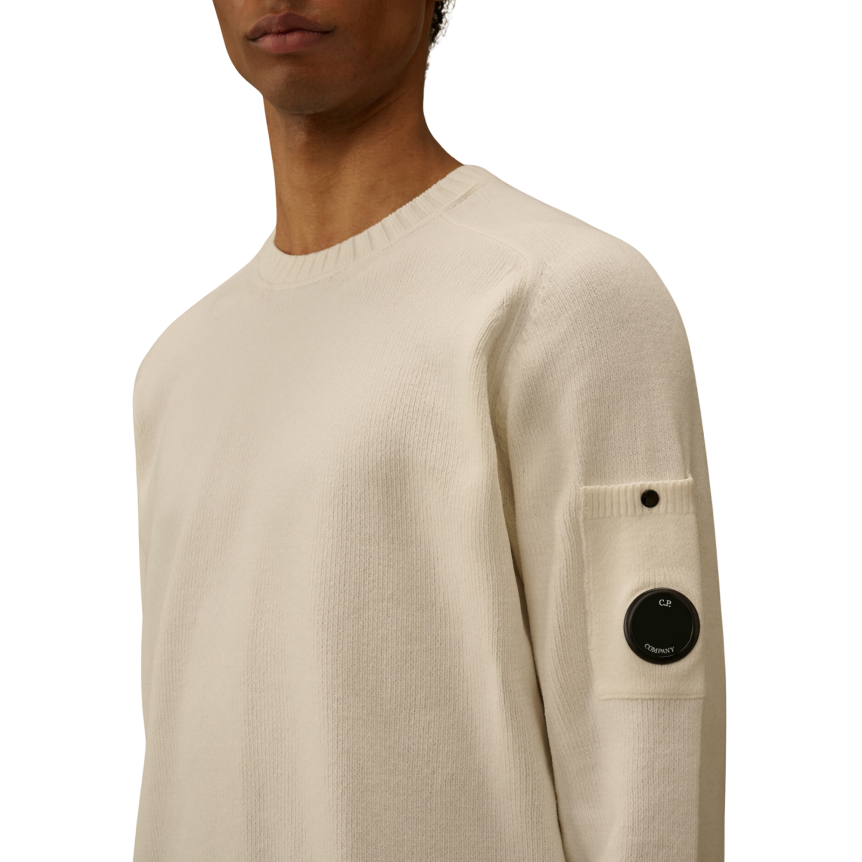 Sweat-shirt col rond CP COMPANY coton chenille blanc