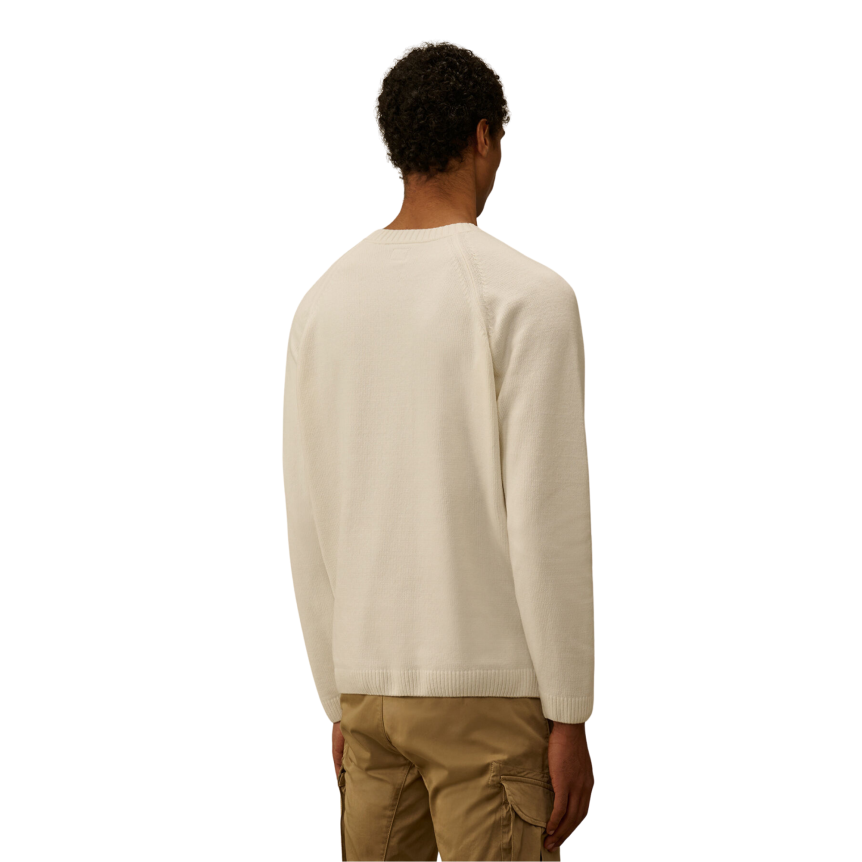 Sweat-shirt col rond CP COMPANY coton chenille blanc