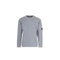 Sweat-shirt col rond coton chenille gris bleu
