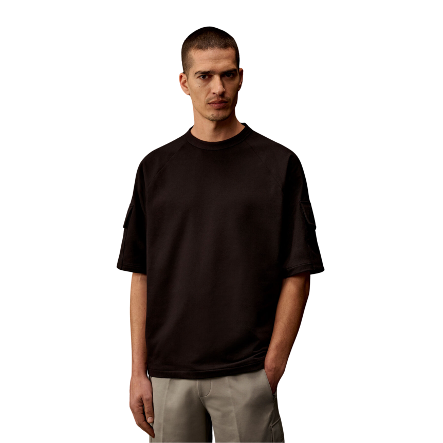 CP COMPANY T-shirt col rond coton noir poche manche Metropolis Collection