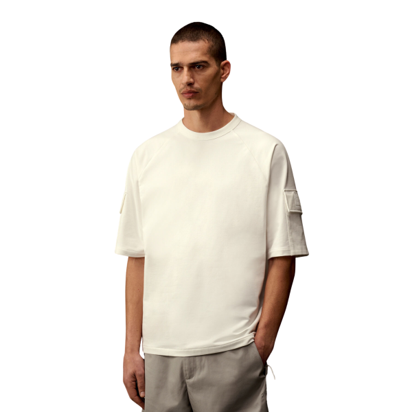 CP COMPANY T-shirt col rond coton blanc poche manche Metropolis Collection