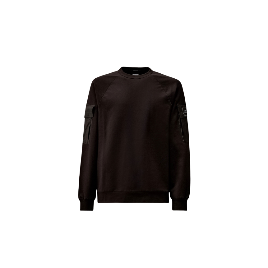 Sweat-shirt col rond CP COMPANY noir poche nylon manche Metropolis Collection