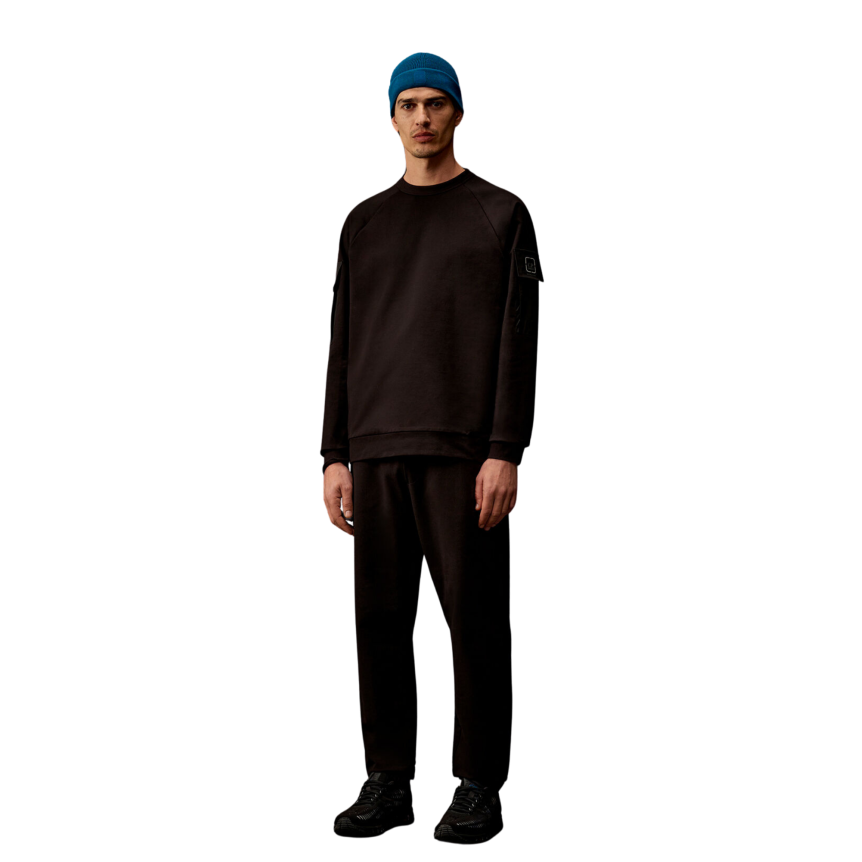 Sweat-shirt col rond CP COMPANY noir poche nylon manche Metropolis Collection