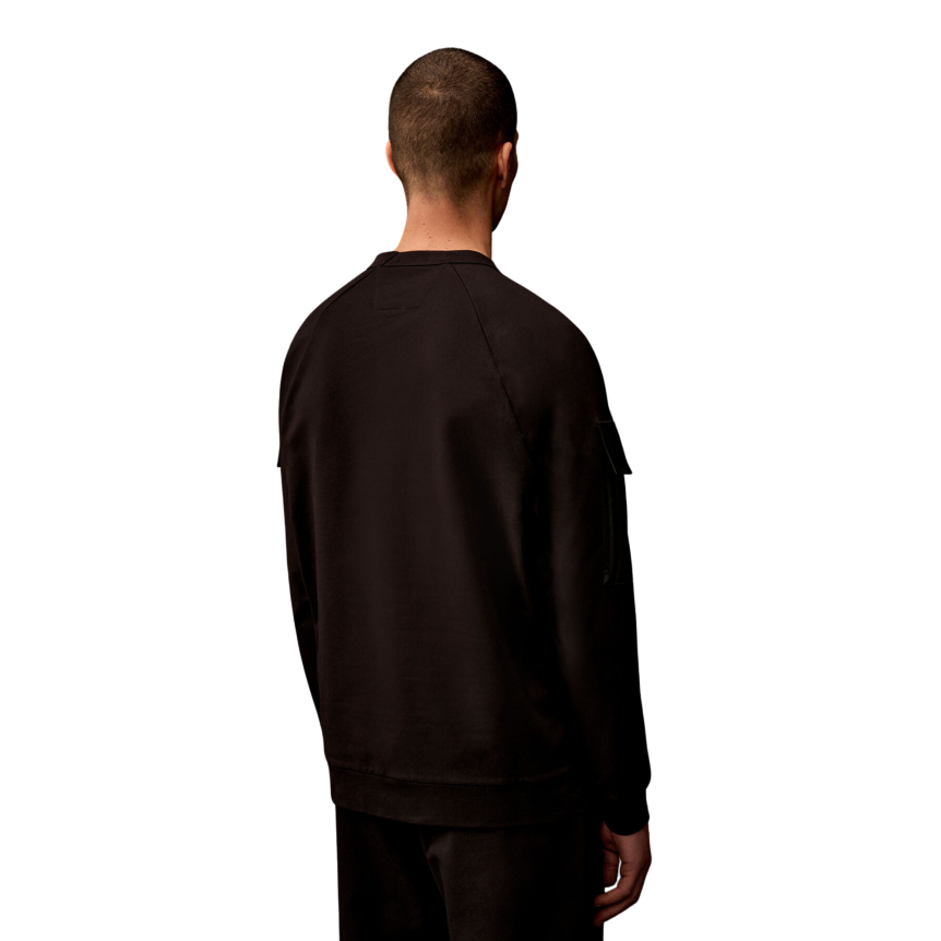 Sweat-shirt col rond CP COMPANY noir poche nylon manche Metropolis Collection