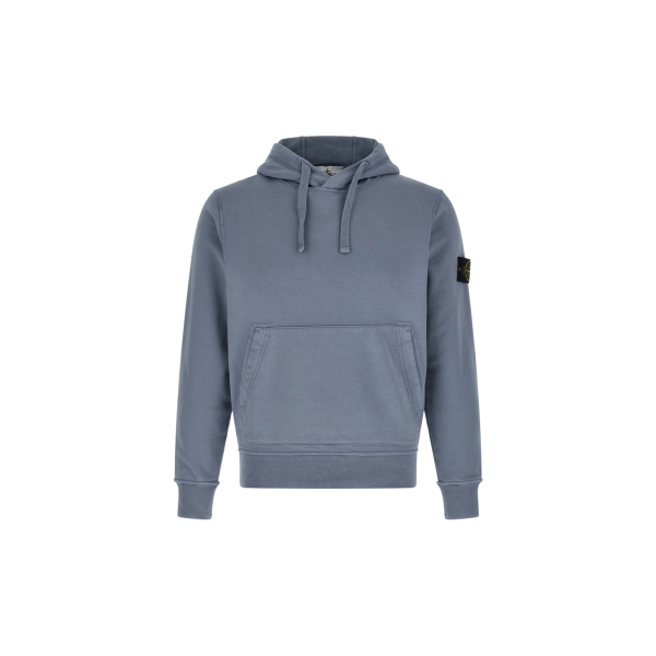 Sweat-shirt à capuche STONE ISLAND regular coton bleu jeans poche kangourou