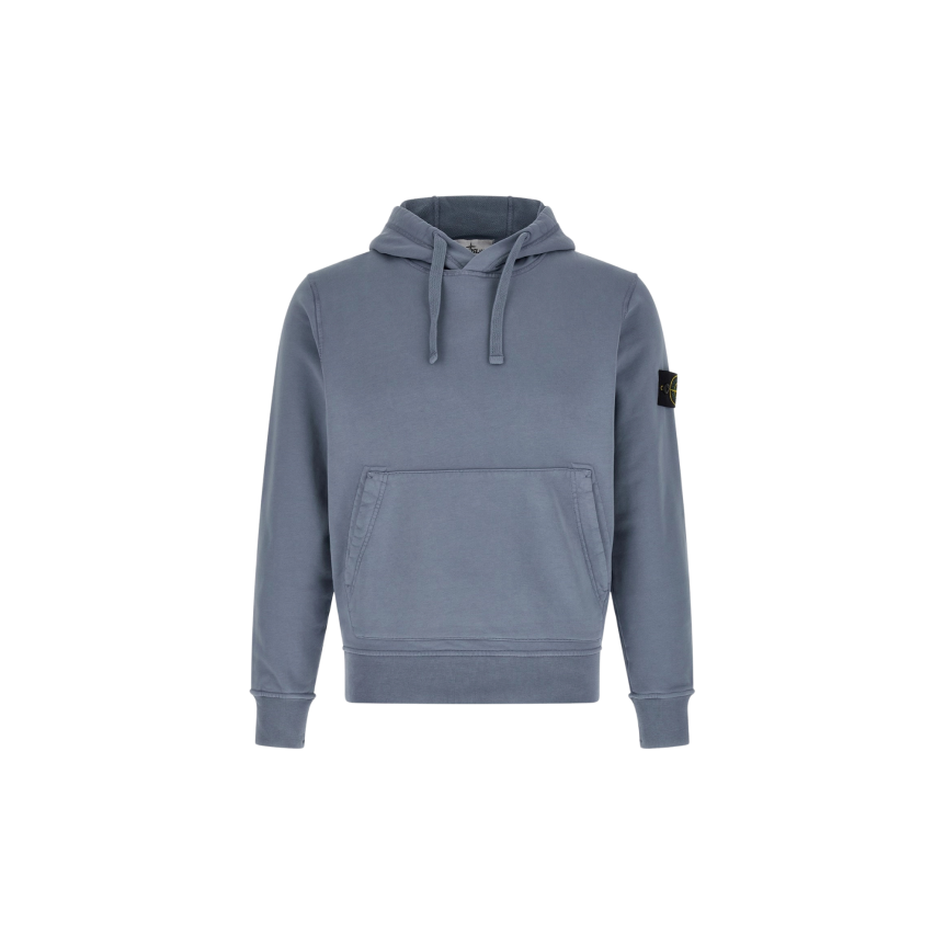 Sweat-shirt à capuche STONE ISLAND regular coton bleu jeans poche kangourou