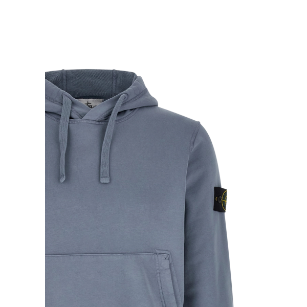 Sweat-shirt à capuche STONE ISLAND regular coton bleu jeans poche kangourou